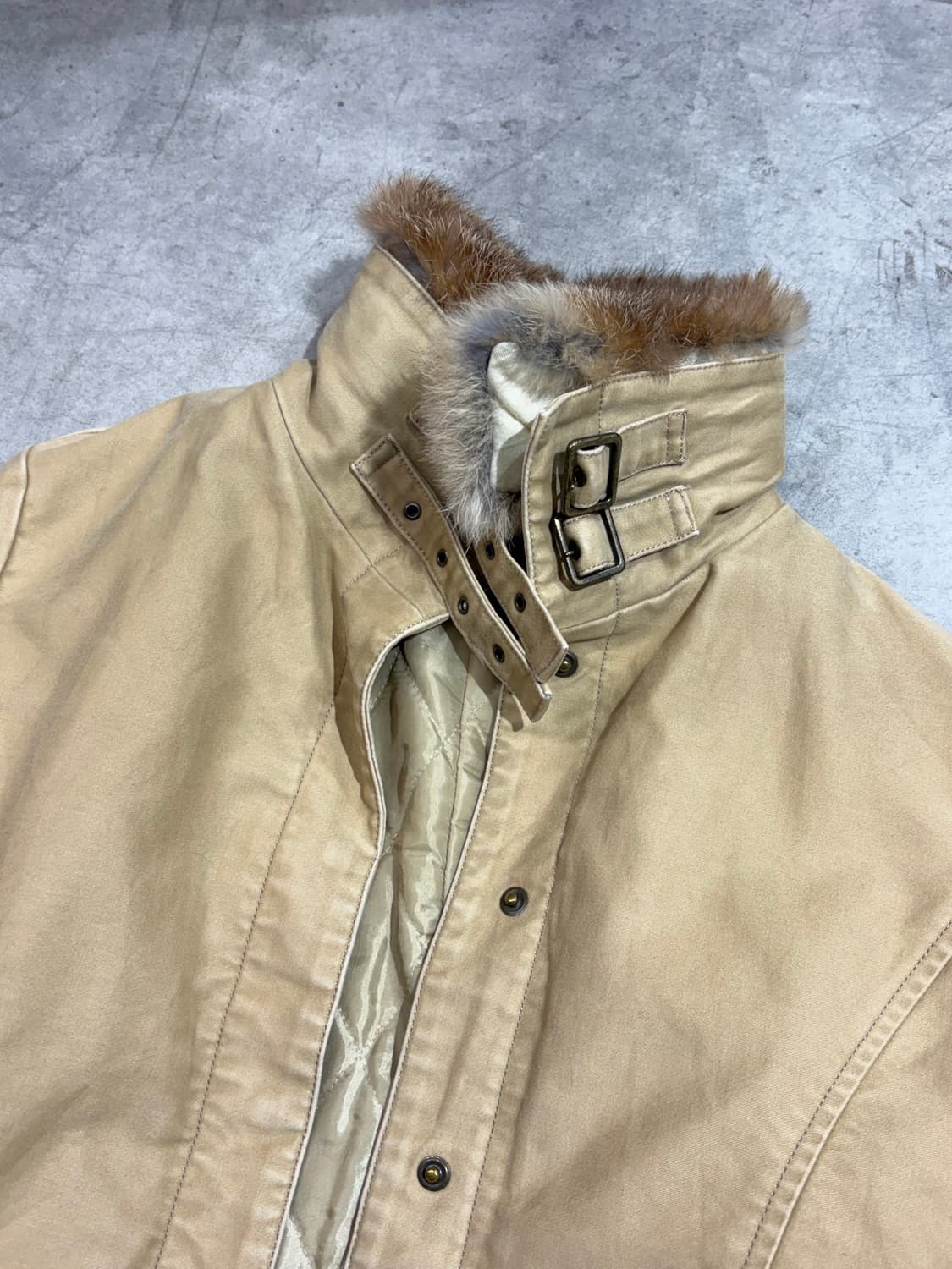 일본 빈티지 베이지 코튼 퍼 무스탕 자켓 상품이미지3