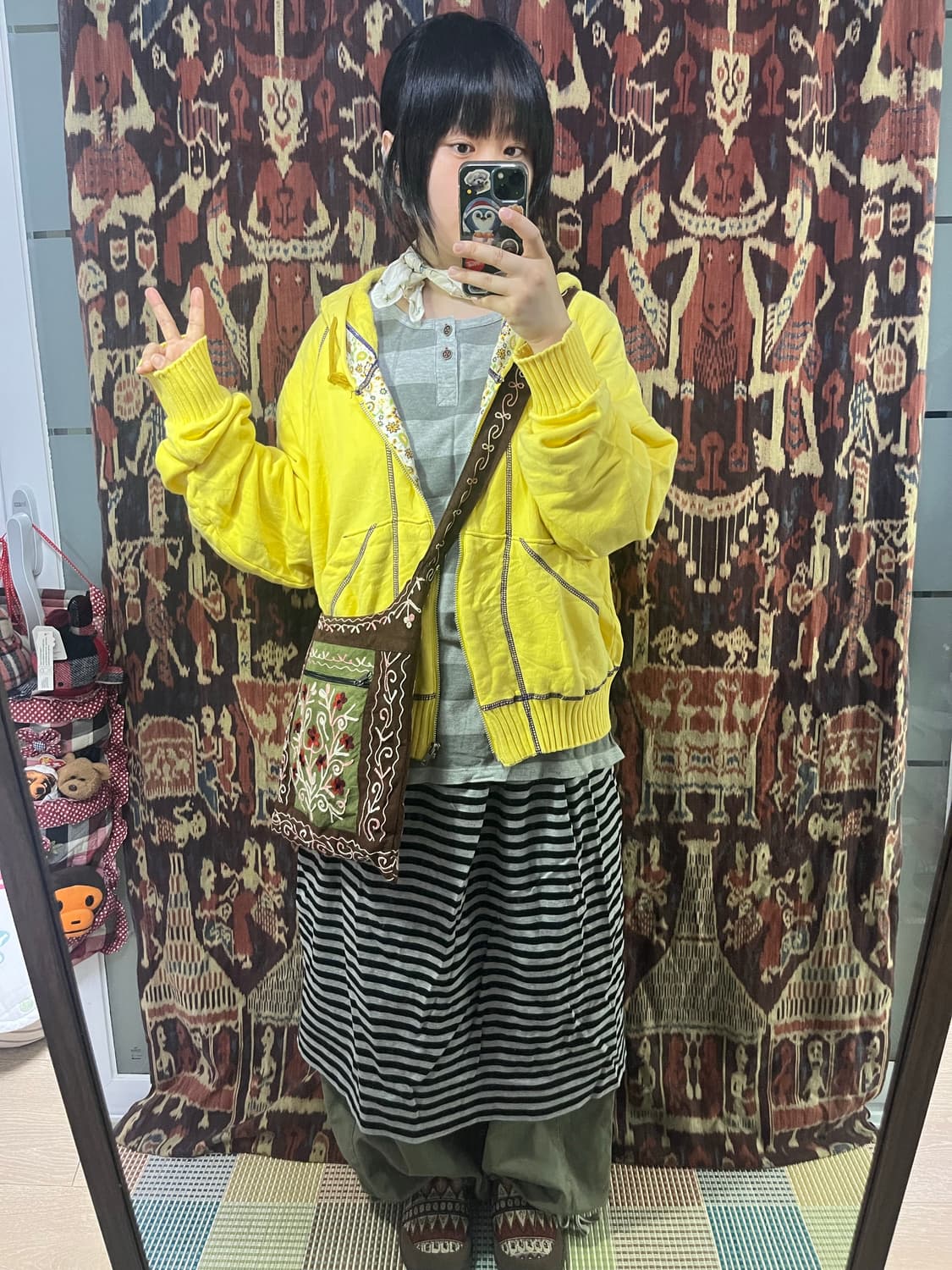 플로럴 스티치 엘로우 후드집업 상품이미지2