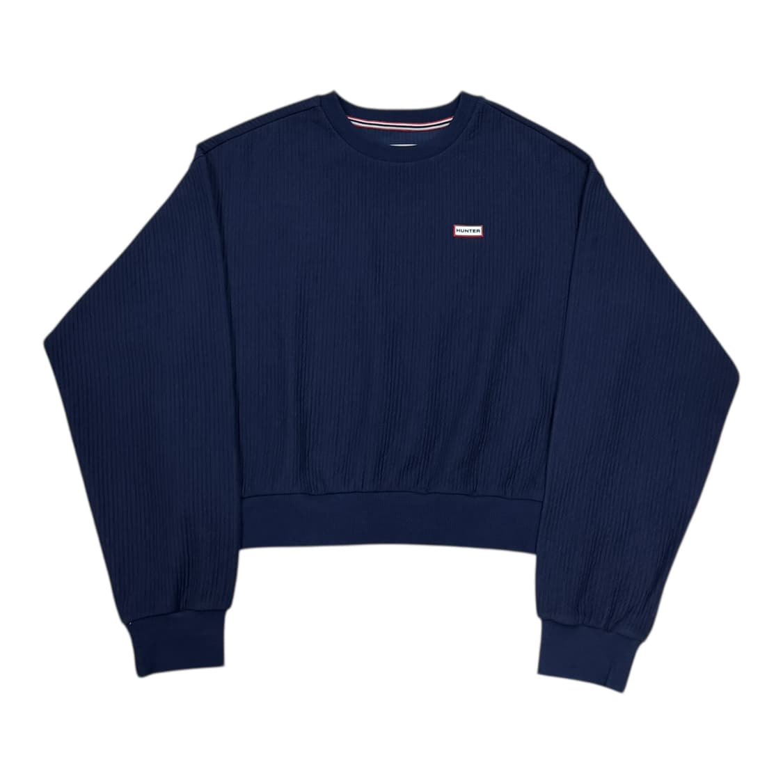 HUNTER 헌터 여성 스트라이프 인터로고 크루 스웨트셔츠 맨투맨 네이비 상품이미지1