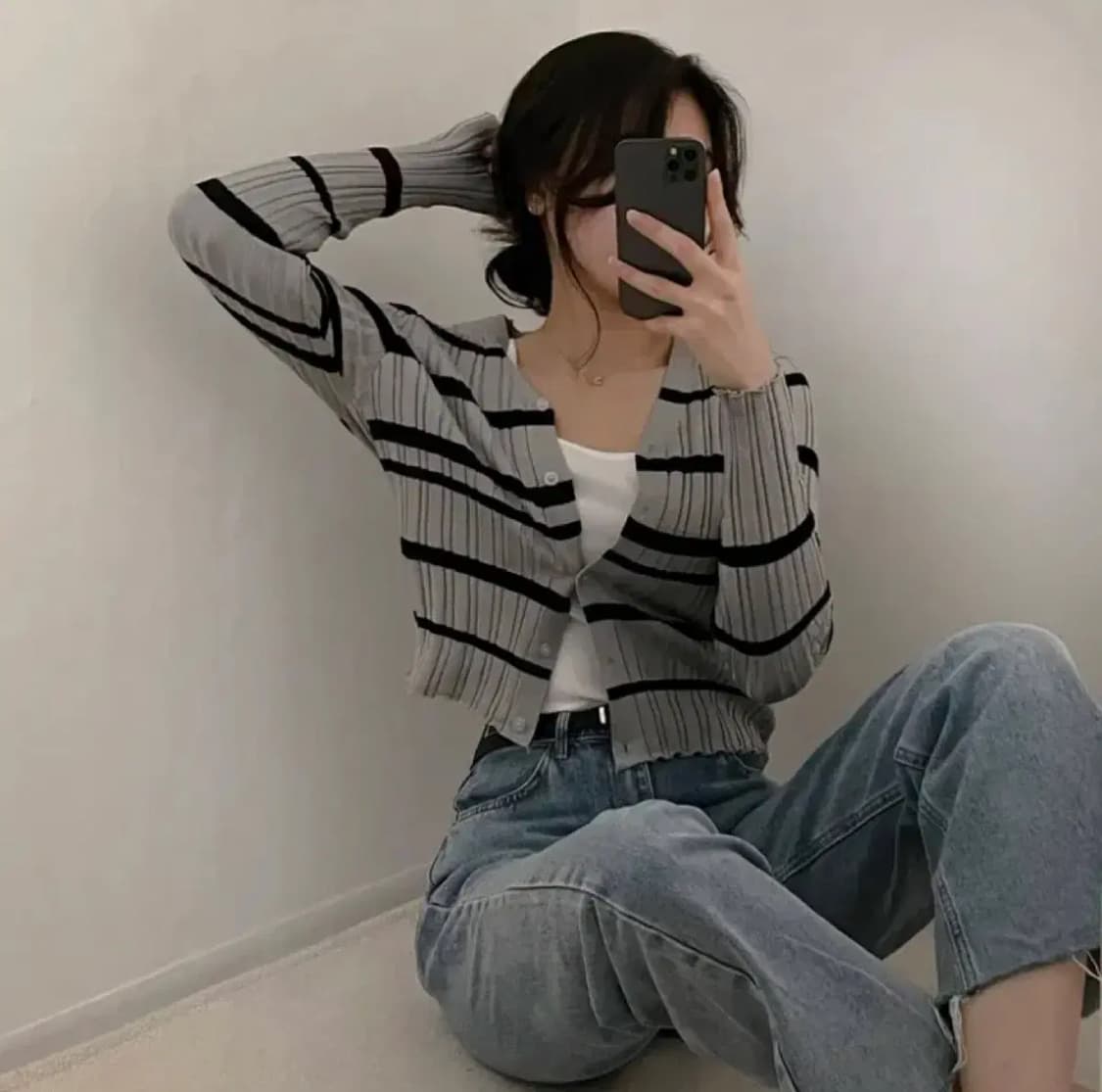 단가라 가디건 상품이미지1