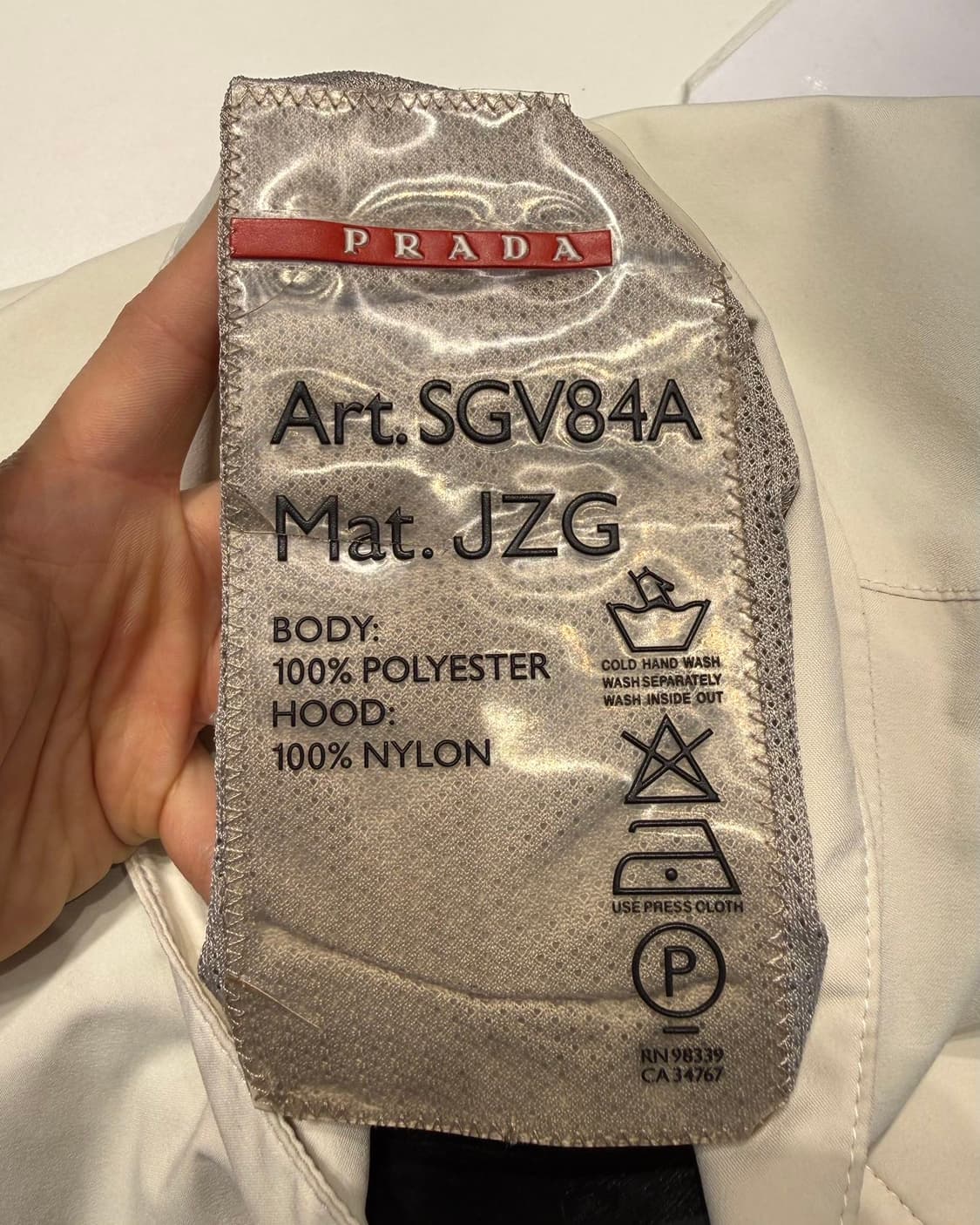  프라다 베이지 폴리에스테르 히든지퍼 자켓  상품이미지8