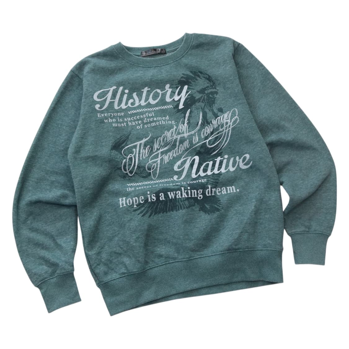 빈티지 네이티브 그래픽 멜란지 그린 스웻셔츠 상품이미지1