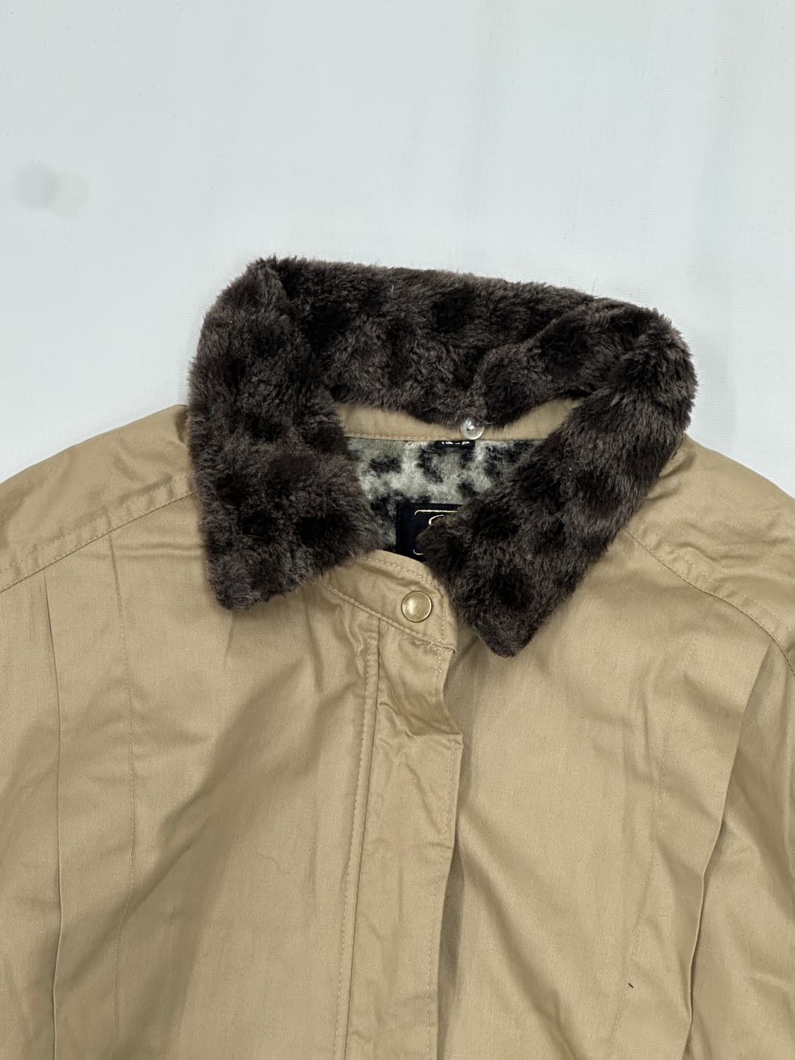 호피 퍼 오버핏 갸루  일본빈티지 베이지 봄버 러블리 자켓 상품이미지4