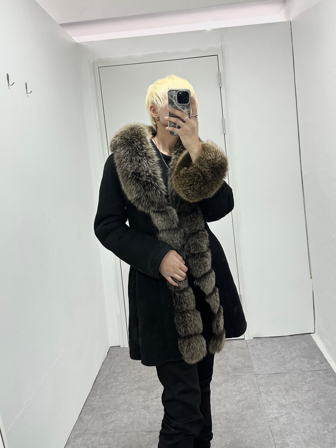 REAL fur trimming lambs leather coat 상품이미지5