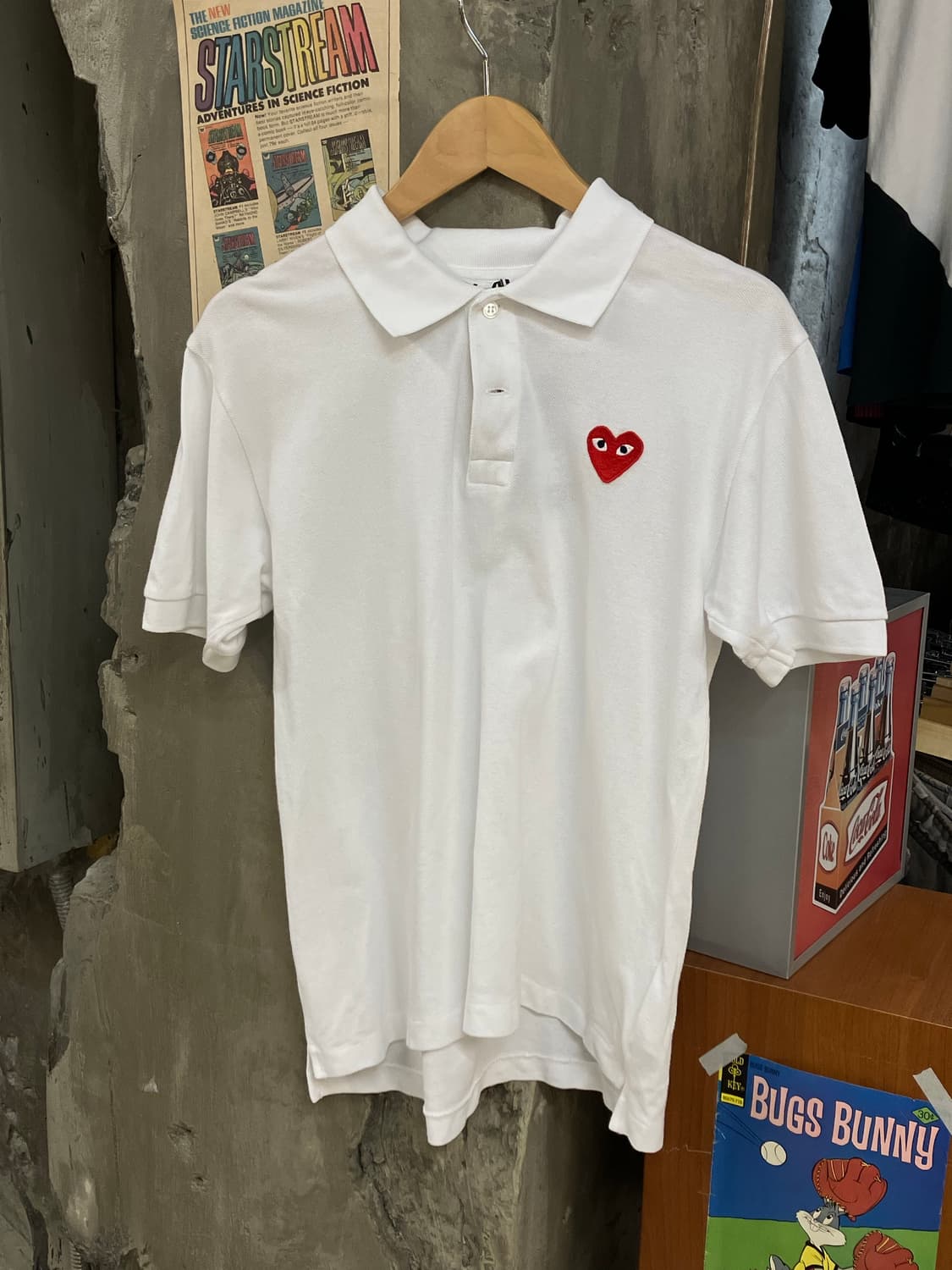꼼데가르송 카라 티셔츠 화이트 S #csz912 상품이미지1
