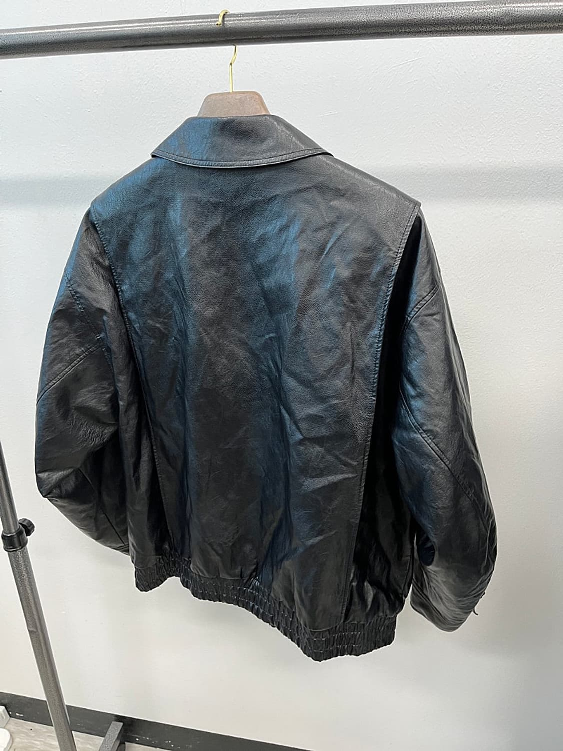 여) 파사드패턴 레더 오버 블루종자켓  상품이미지5