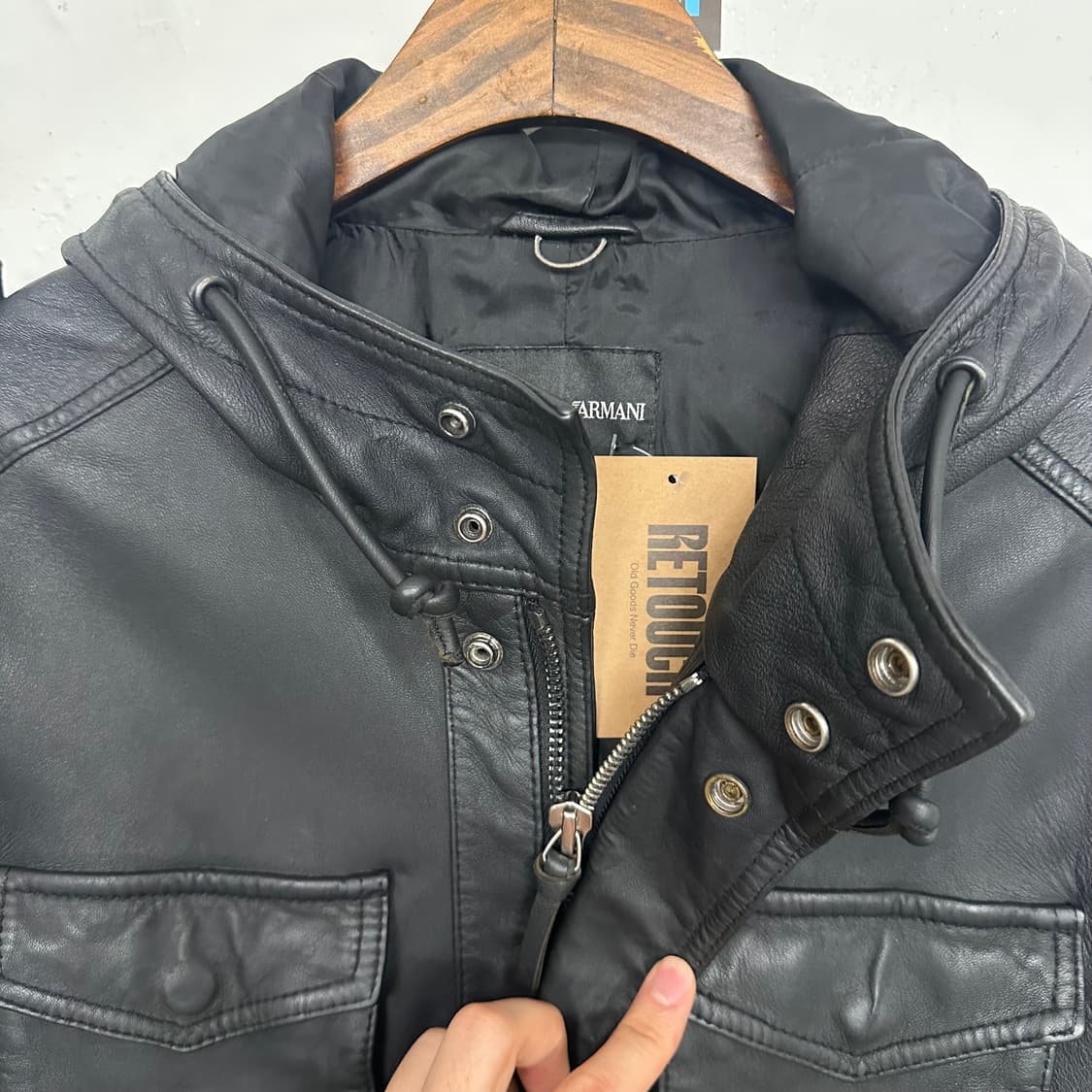 엠포리오 알마니 양가죽 후드 자켓 상품이미지3