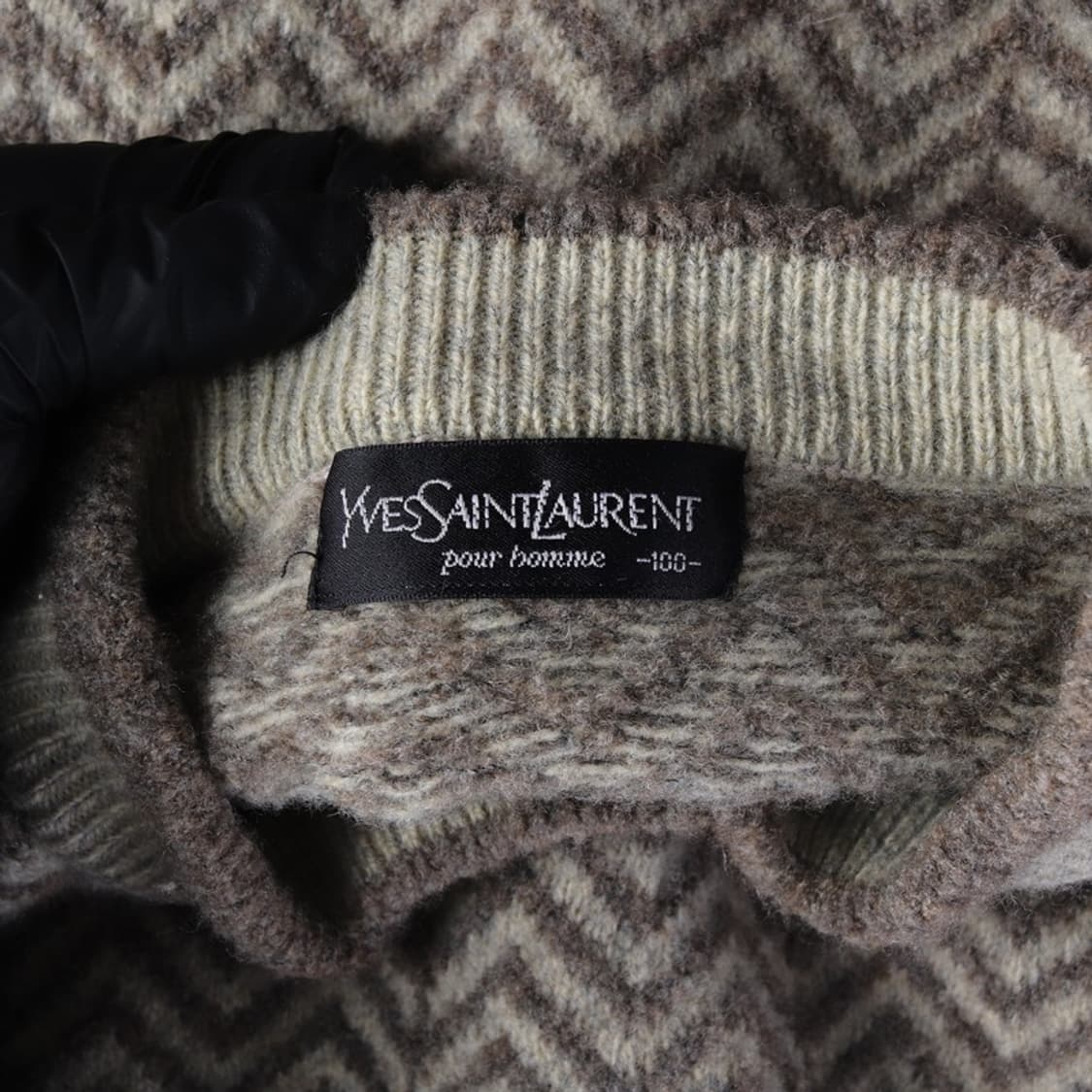 YSL 입생로랑 빈티지 자수 로고 헤링본 울 니트 L 상품이미지5