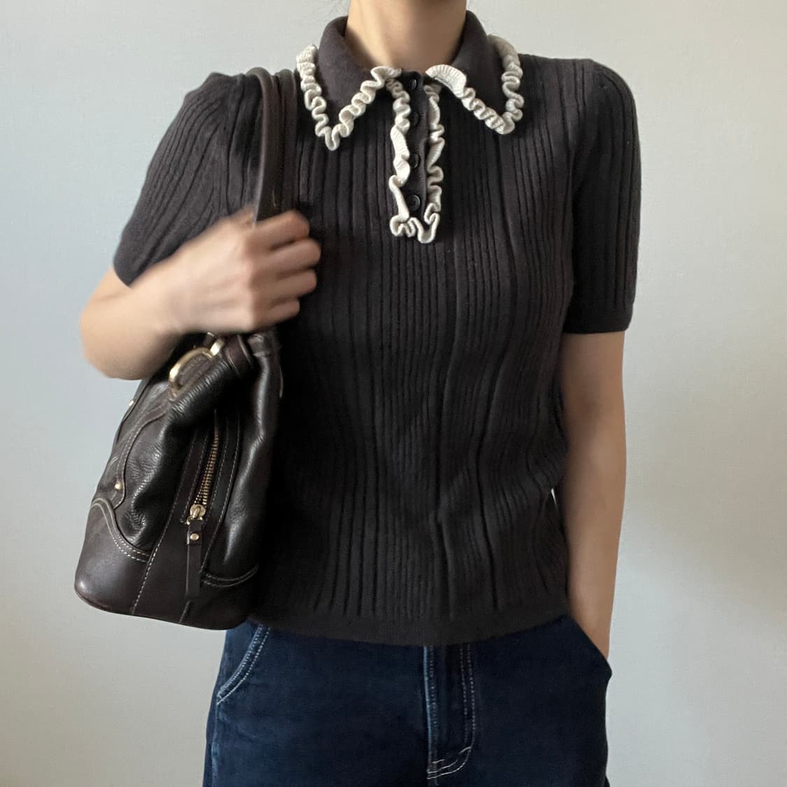 LEVI'S Ruffle Collar knit pk shirt 상품이미지5