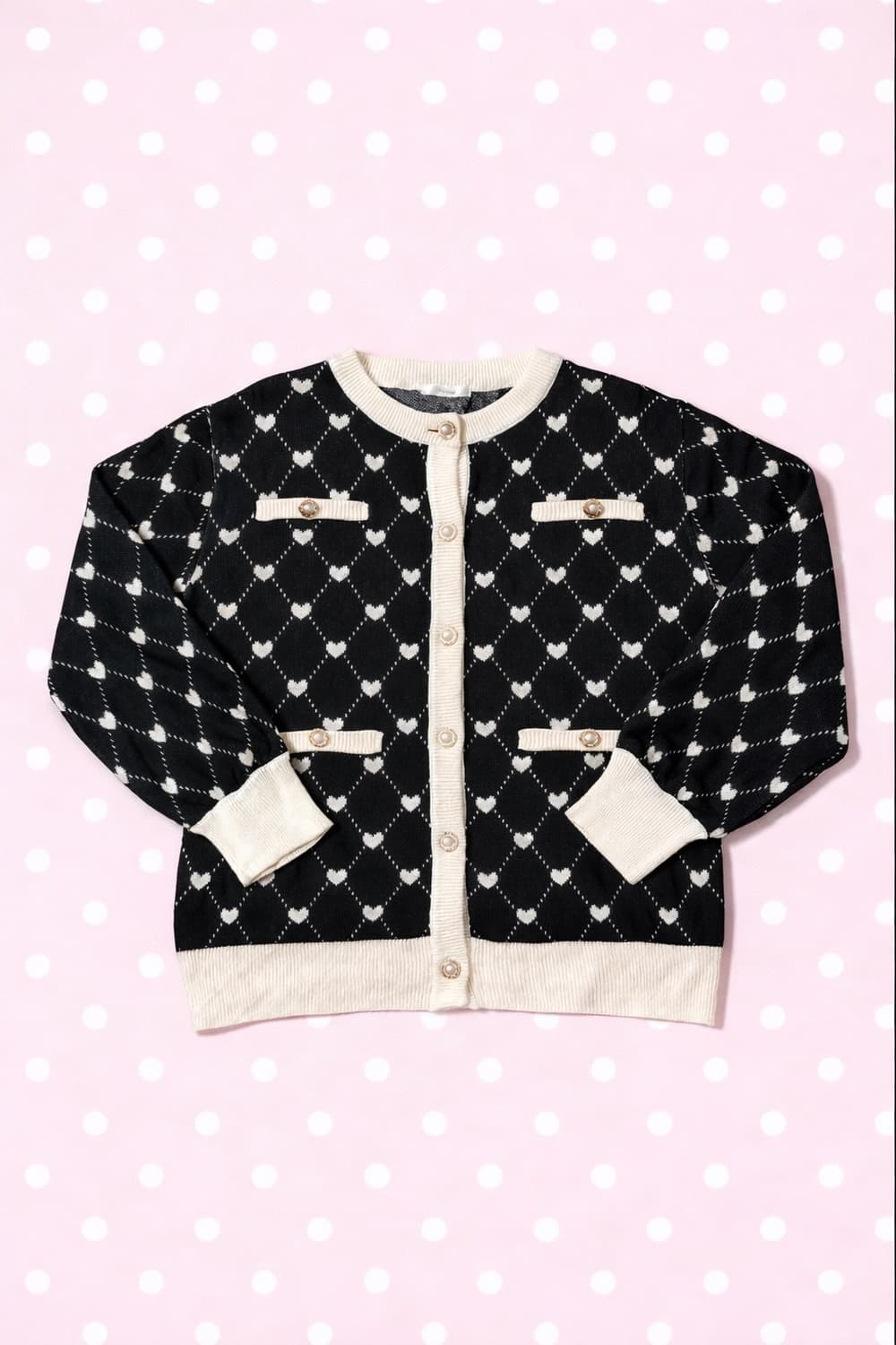 마죠리티 히메갸루 하트 아가일 가디건 상품이미지1