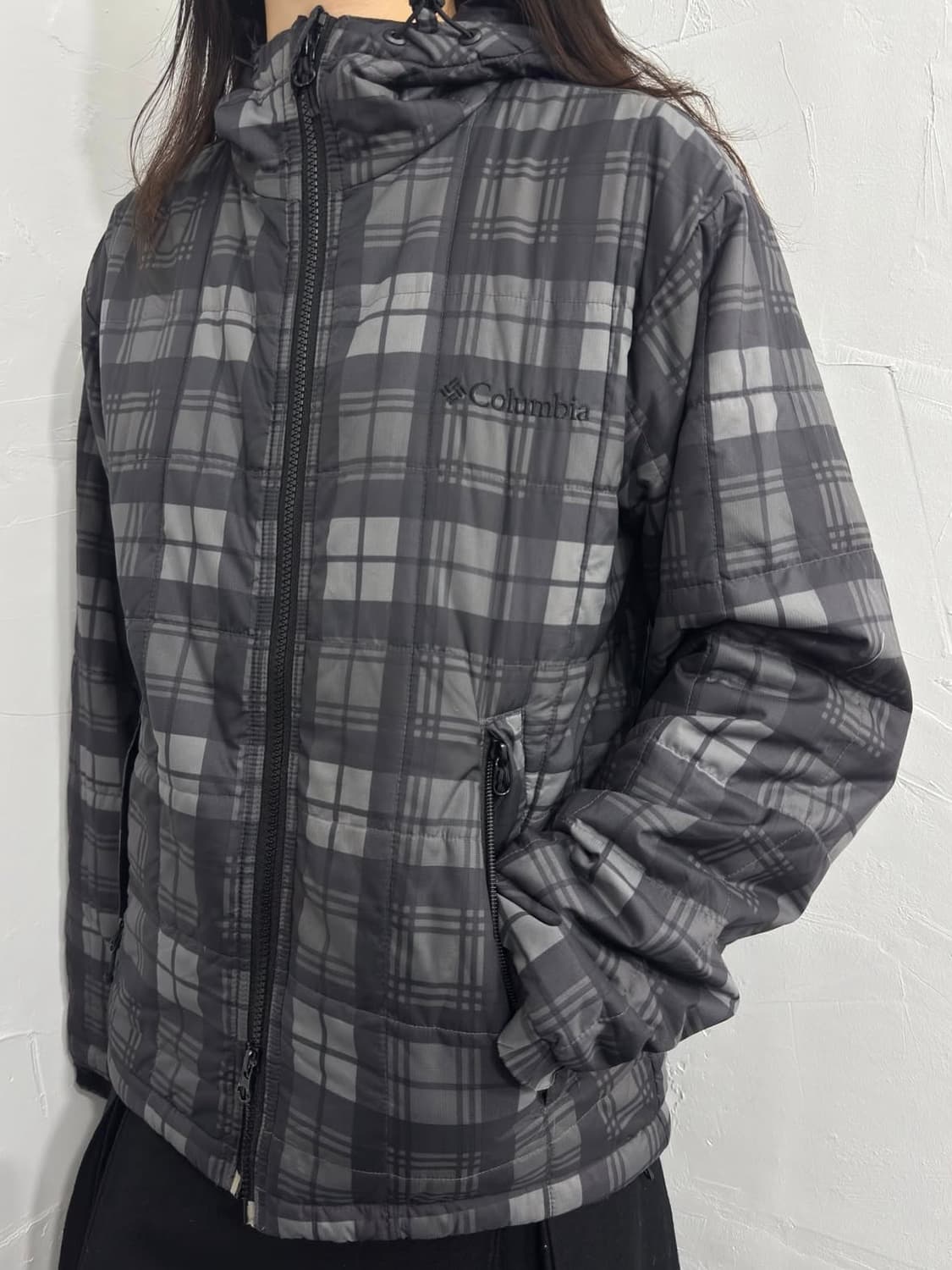 컬럼비아 체크 경량패딩 후드 자켓 상품이미지3