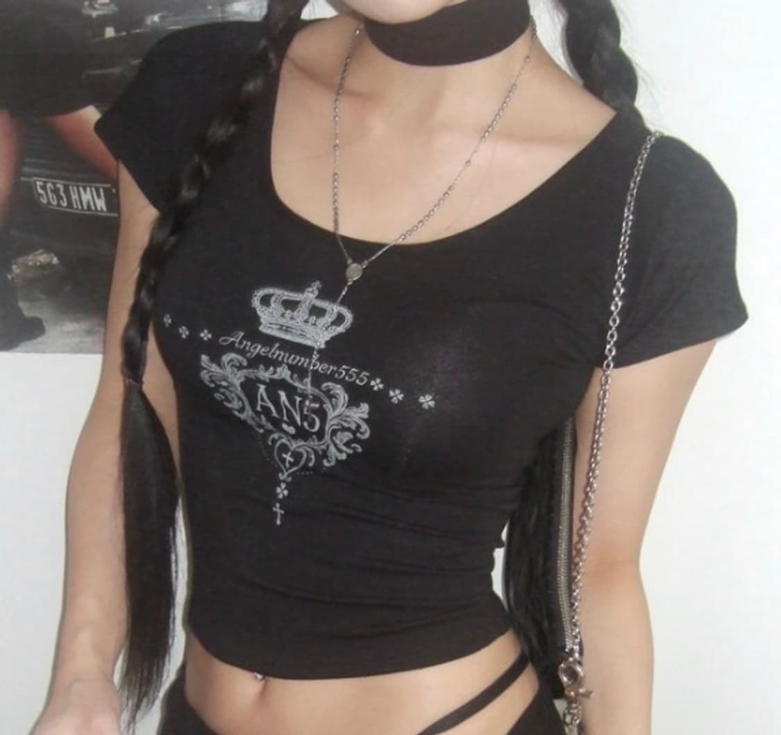 엔젤넘버 555 엔넘파 슬림 티셔츠 블랙 상품이미지1