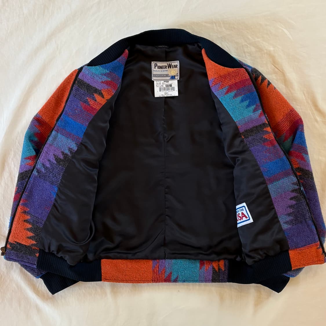 (W55) 80s USA PIONEER WEAR 나바호 자카드 블루종 상품이미지6