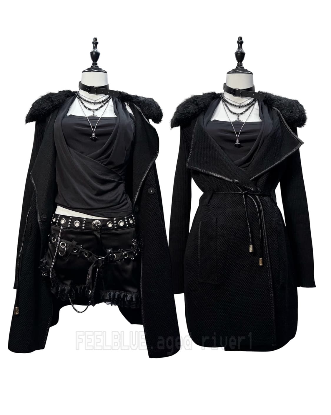 Knit Coat with Detachable Eco Fur  상품이미지4