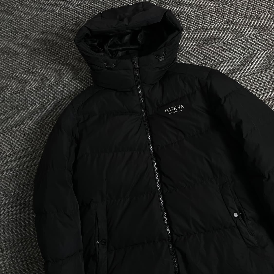 게스 덕다운 후드 롱패딩 블랙  y 3899 상품이미지1