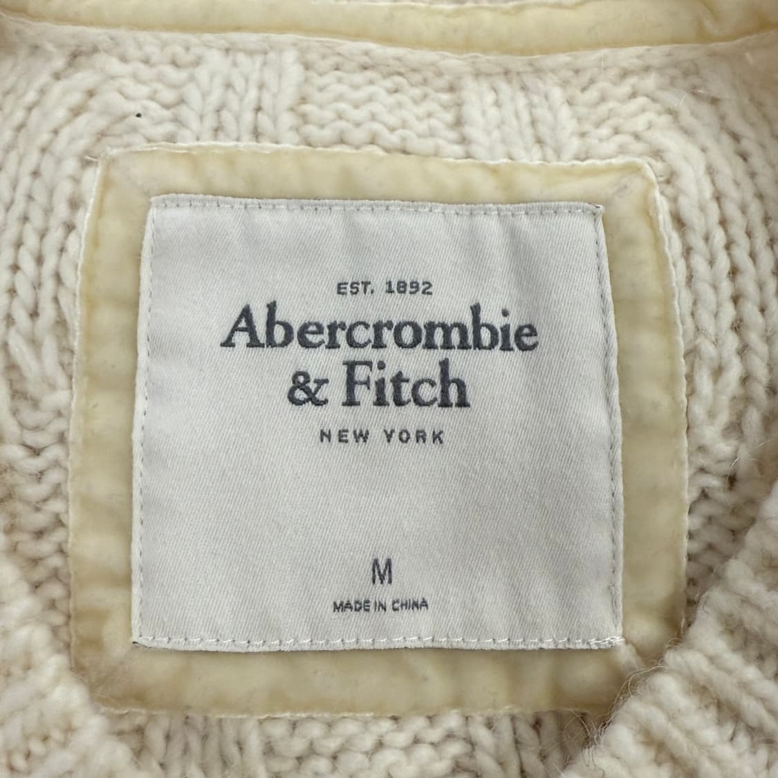 아베크롬비 화이트 크림 빈티지 모리 꽈배기 니트 가디건 상품이미지5