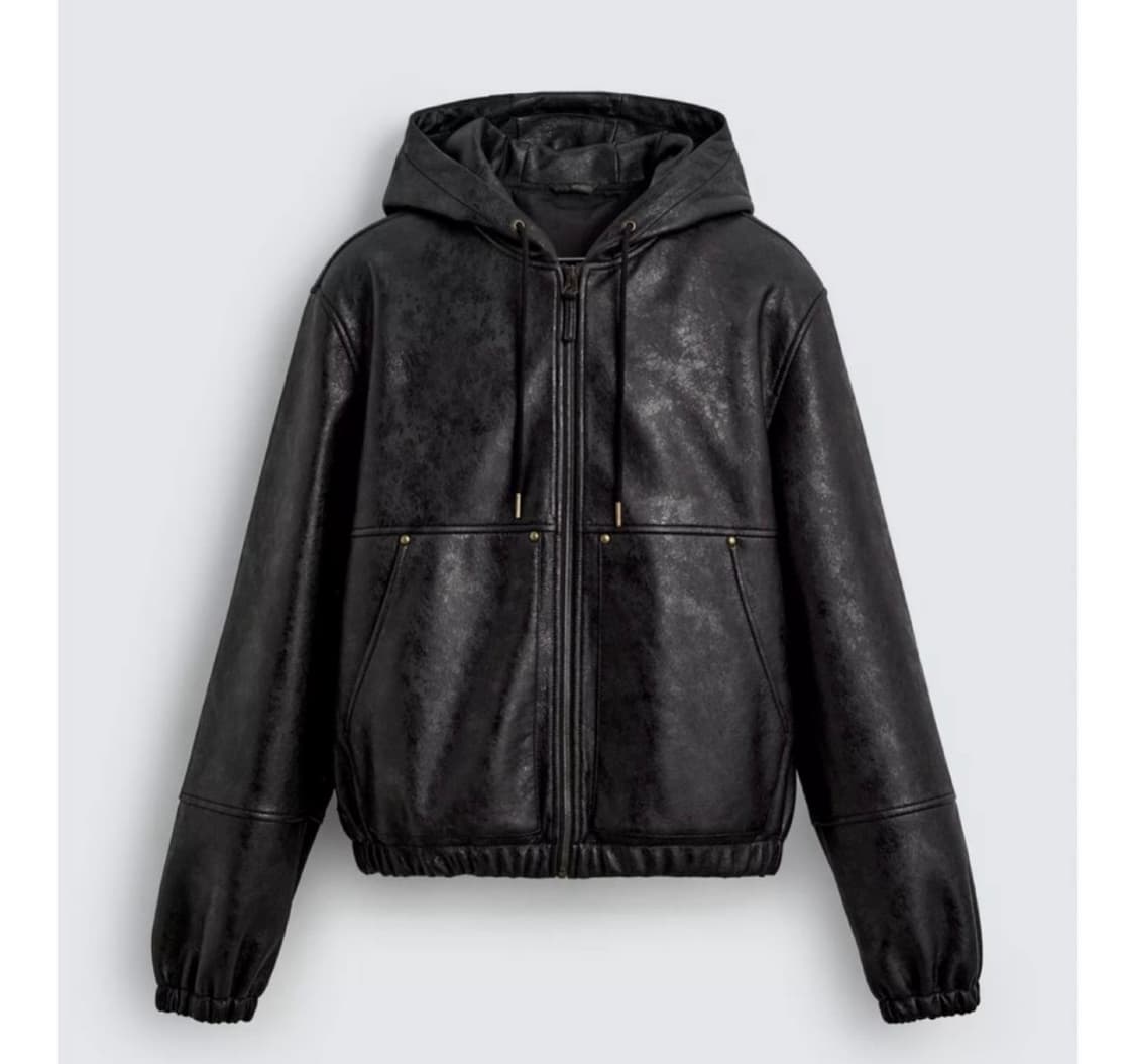 자라 가죽 효과 후드 점퍼 상품이미지2