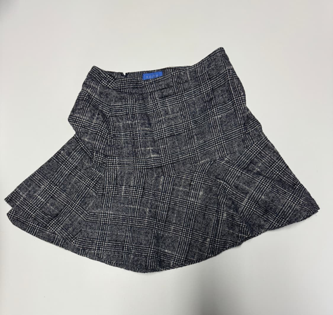 여성 키이스 KEITH 울 혼방 체크 플레어 스커트 29.9인치 상품이미지1