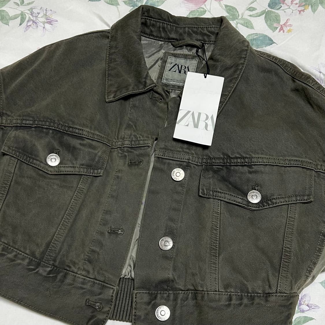 새상품) 자라 zara 카키 그린 데님 자켓 상품이미지5