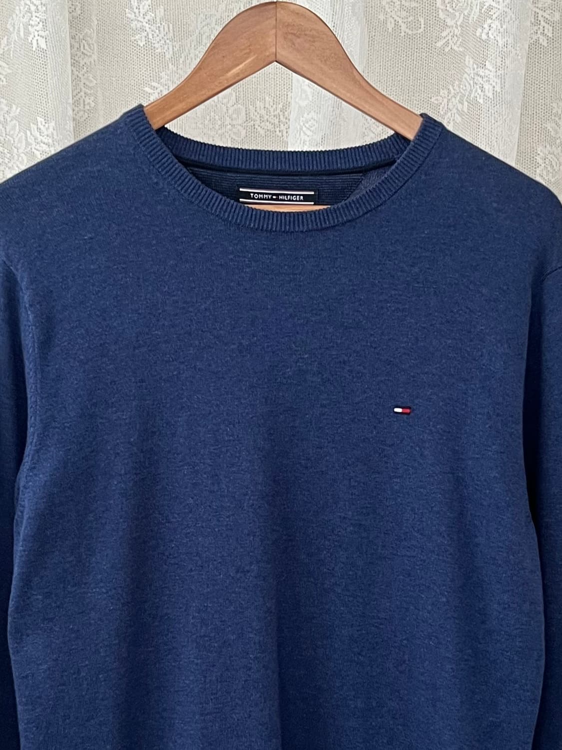 M) 타미힐피거 코튼 라운드넥 니트 블루 상품이미지3
