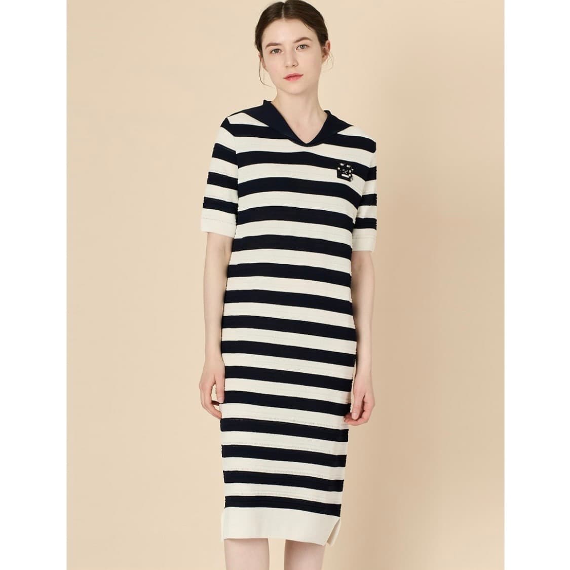 23SS BCBG 세일러카라 스트라이프 니트 원피스 상품이미지1