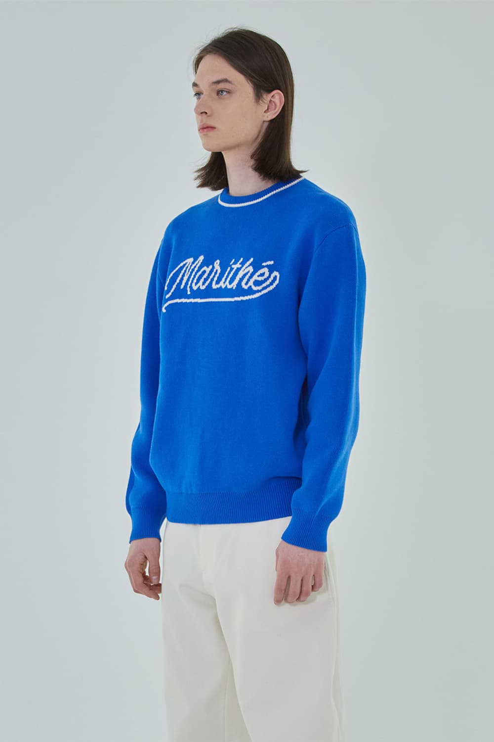 택달린 새상품) 마리떼 프랑소와 저버 레터링 블루 니트 L(110까지 가 상품이미지2