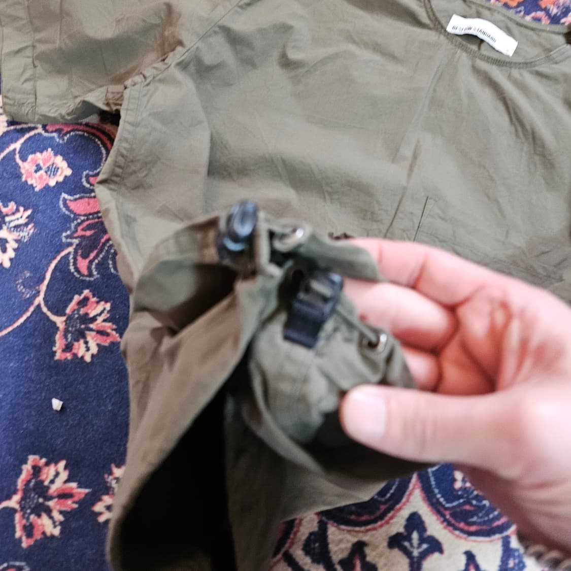 비슬로우 20ss 카키 스트링 빅포켓 바스락 루즈핏 반팔 상품이미지5