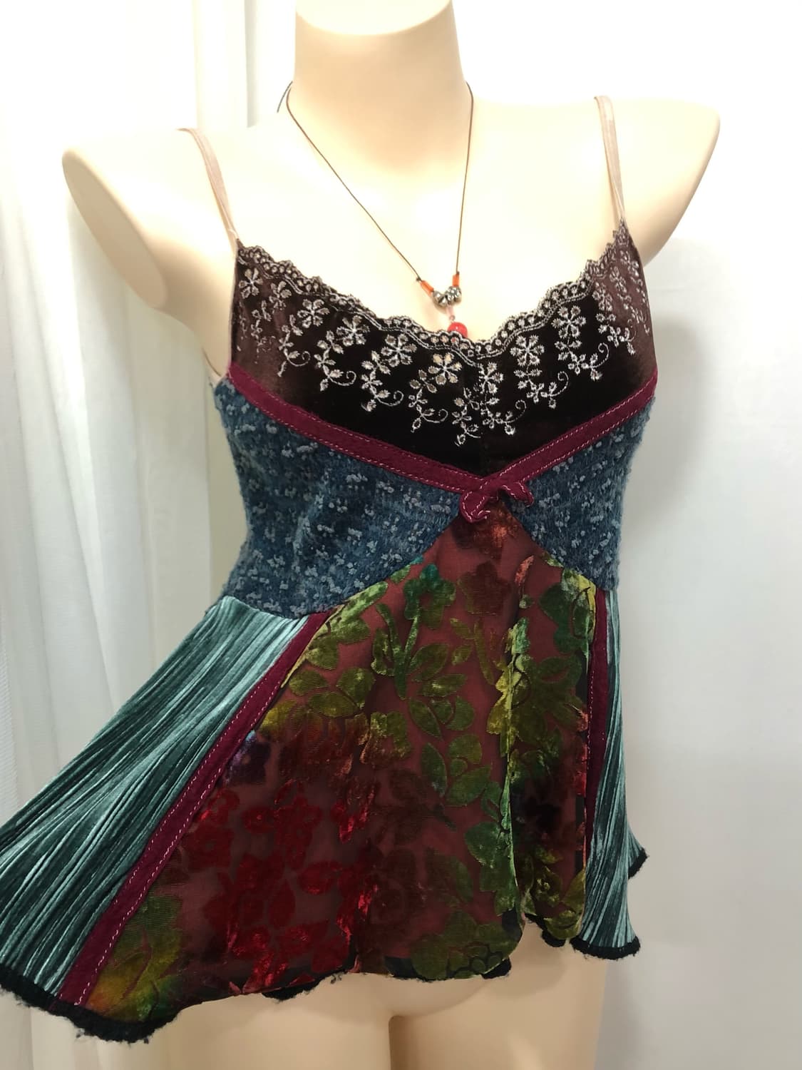 oriental floral velvet patchwork 나시 상품이미지2