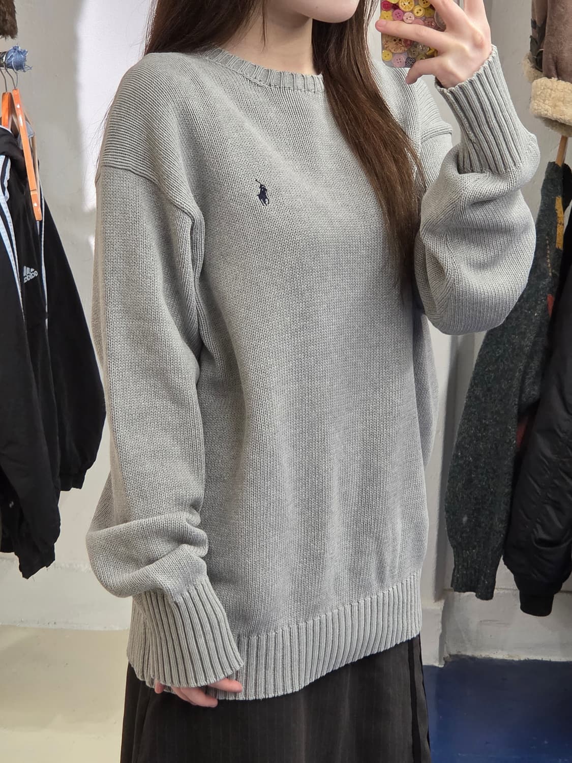 PRL 폴로 랄프로렌 그레이 코튼 니트 상품이미지2