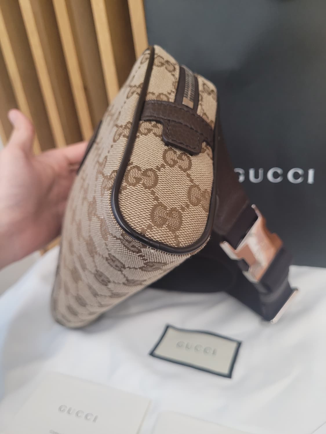 (미사용 새상품) 구찌 GG 캔버스 벨트 크로스백 상품이미지5