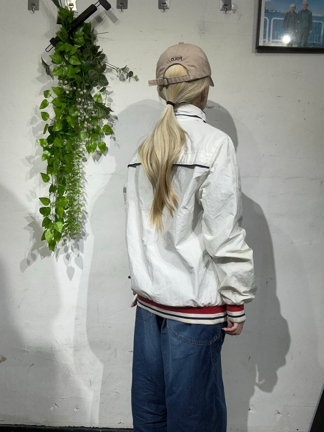 타미 힐피거 화이트 바람막이 자켓 S 상품이미지3