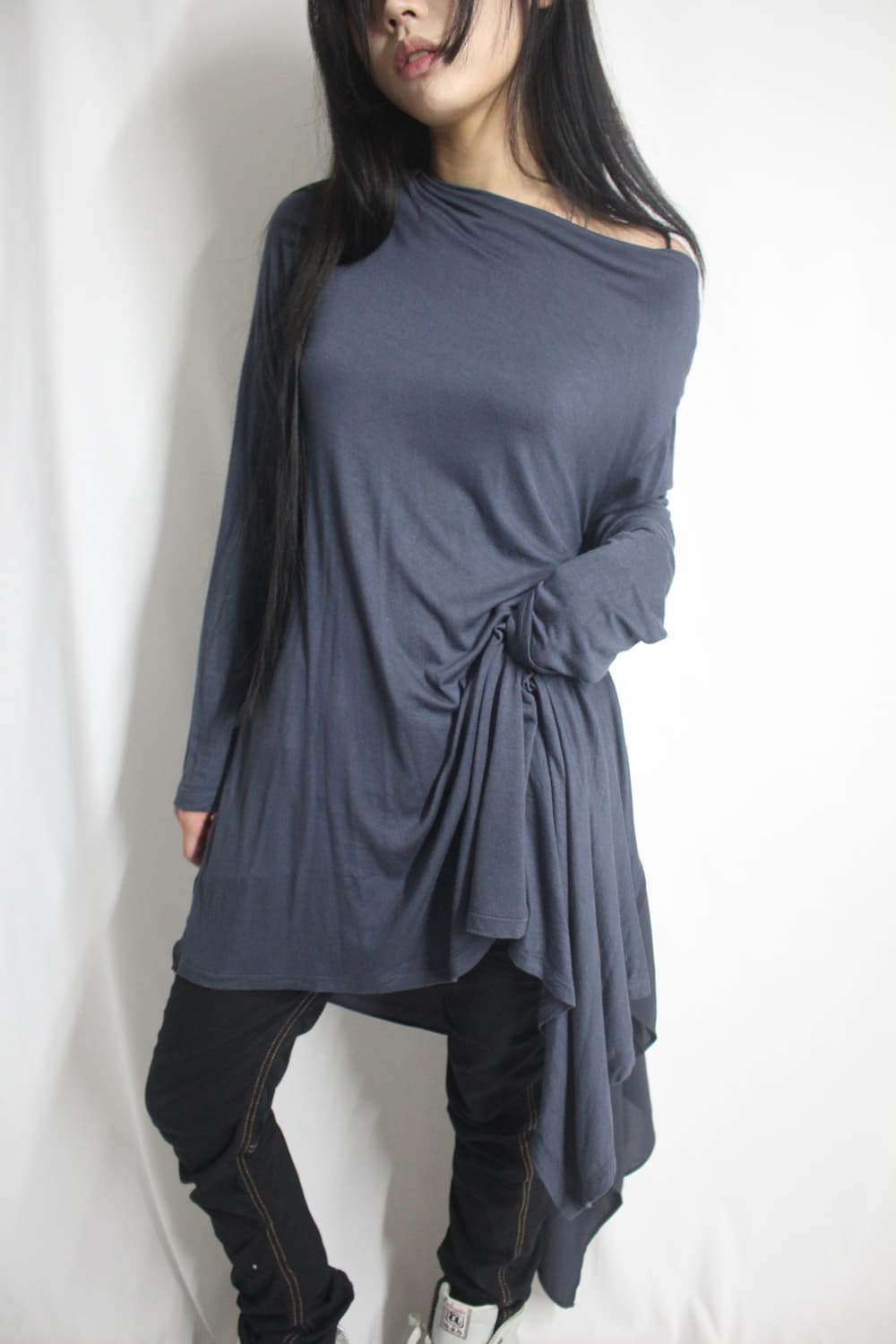 asymmetrical draped one-shoulder dress 상품이미지8