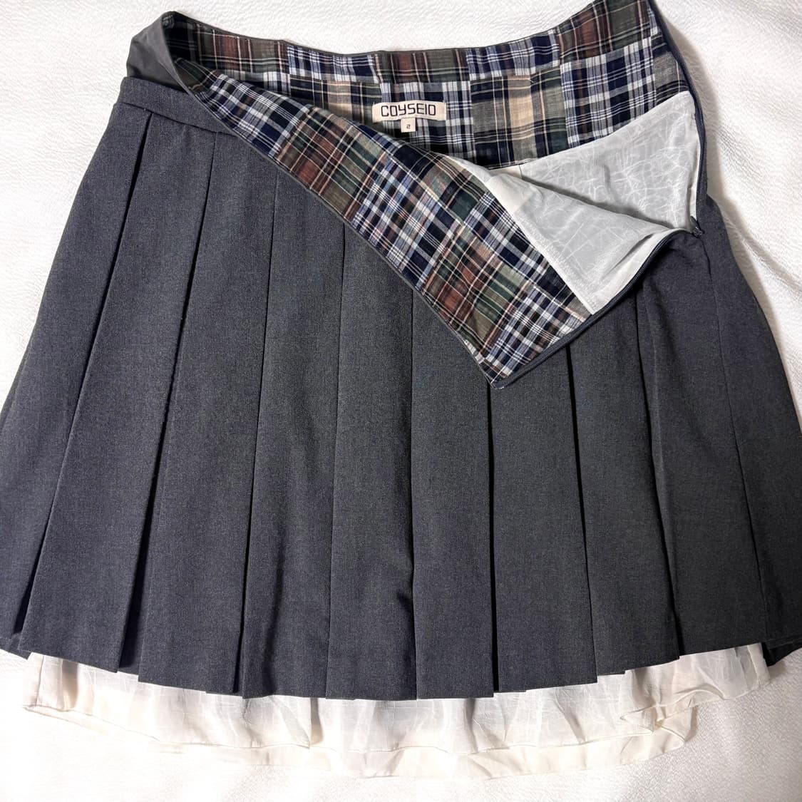 코이세이오 더블 웨이스트 플리츠 스커트 그레이 2 사이즈 상품이미지5