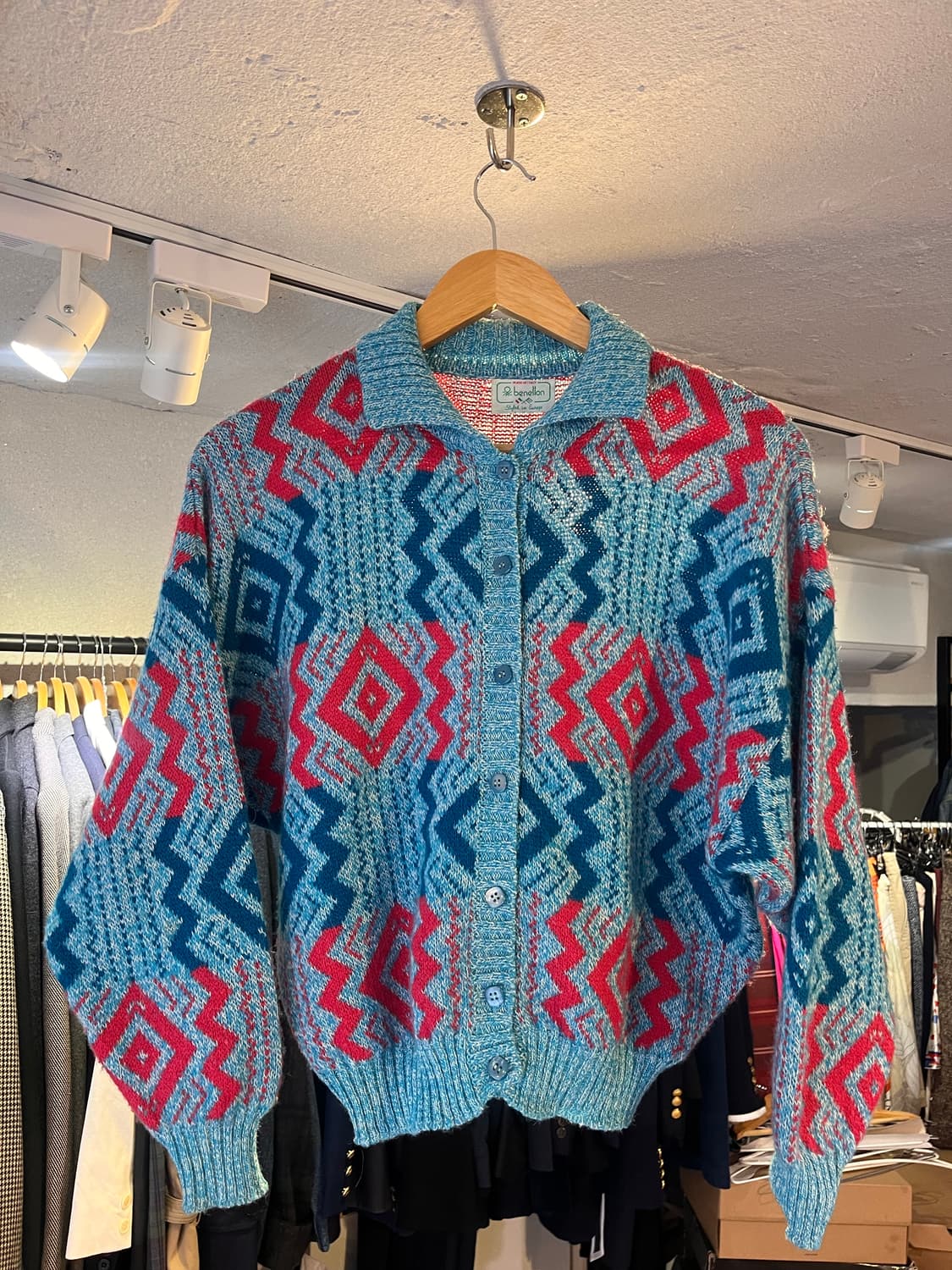 베네통 패턴 니트 가디건 (42 / 이탈리아제) 상품이미지1