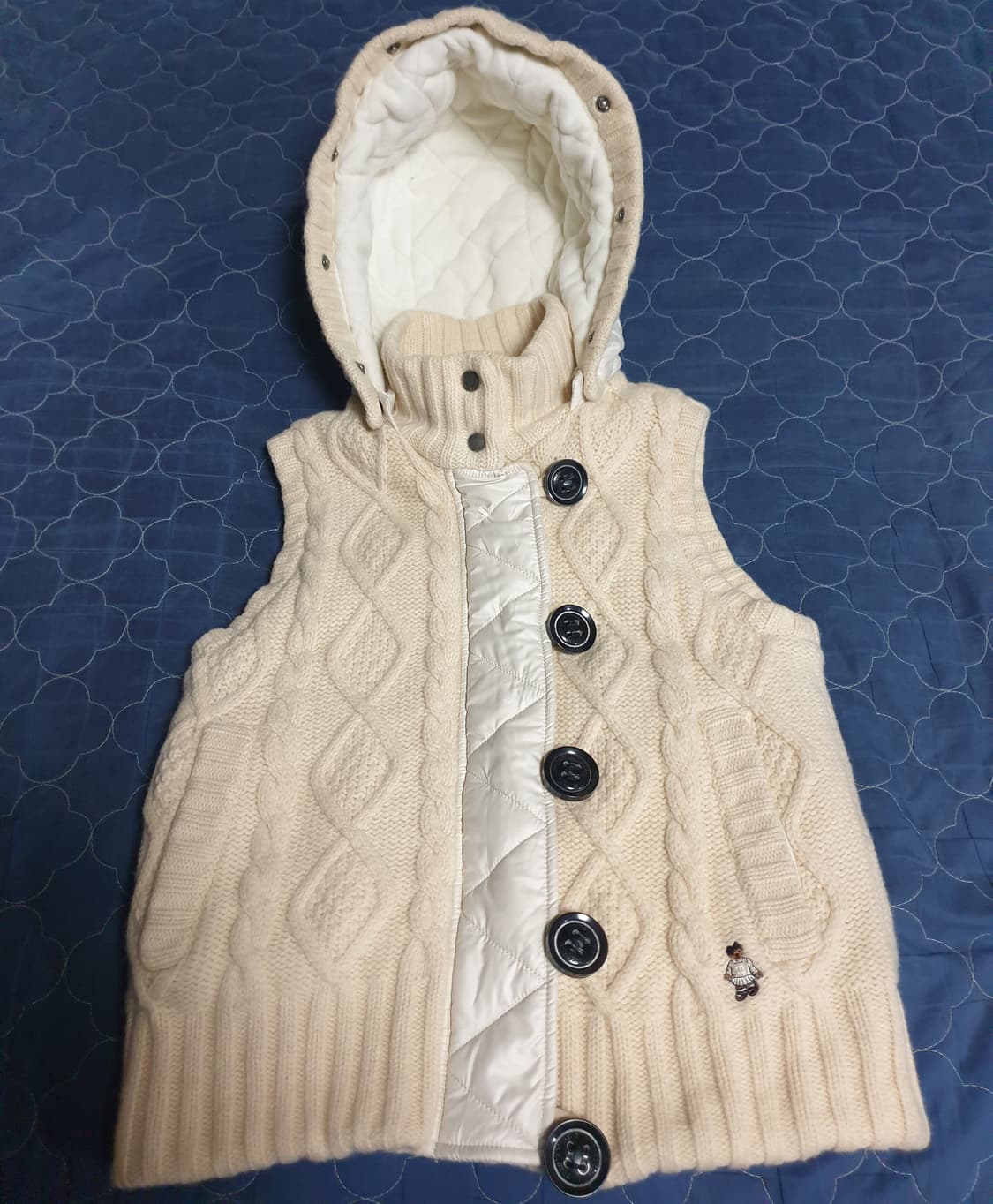 (빈티지) 티니위니 우먼스 케이블 울100% 패디드 후드 조끼 (FS) 상품이미지1