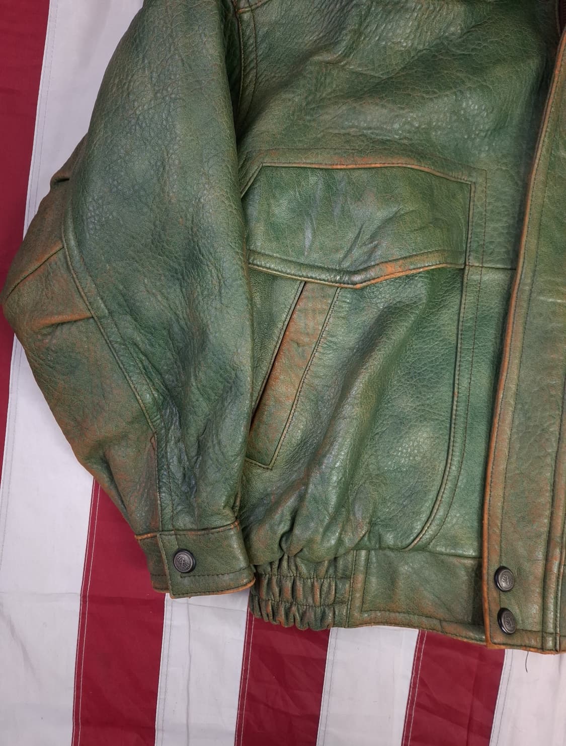 90's 일본판 빈티지 리얼레더 항공자켓 상품이미지7