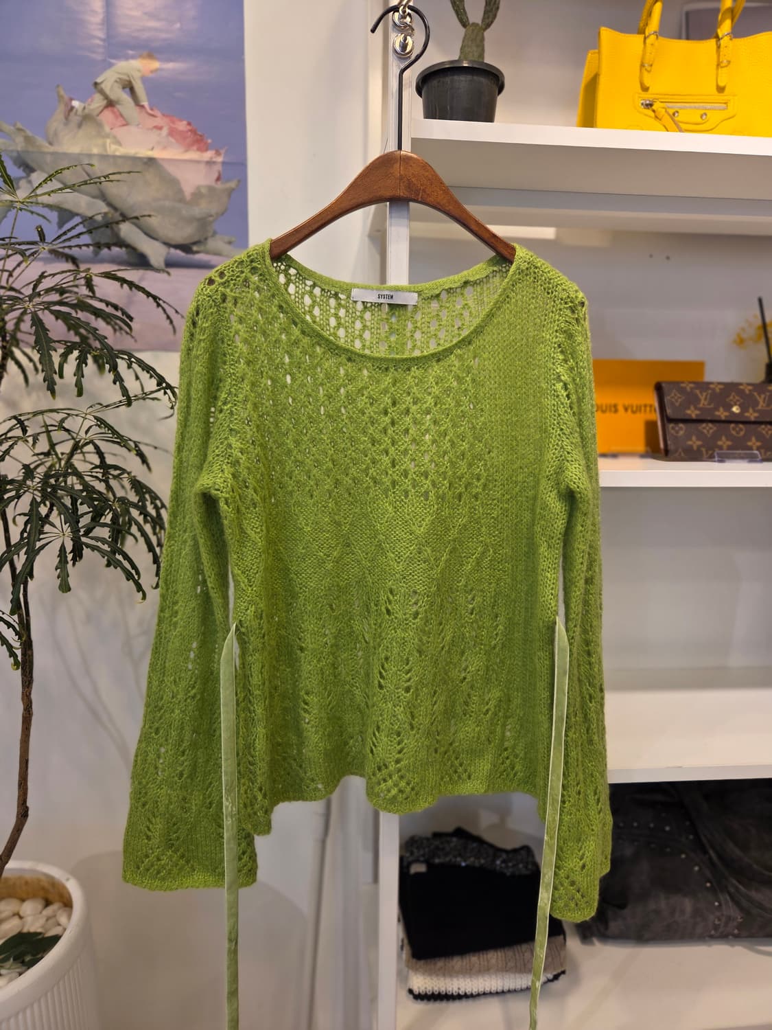 시스템 애플 그린 리본 니트 상품이미지2