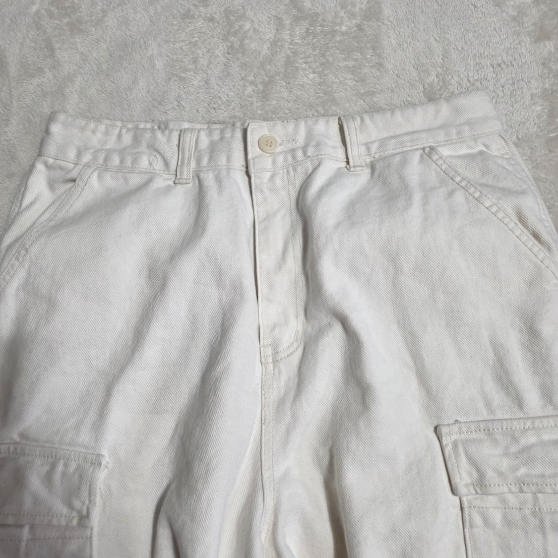 (L)파밀레 베이지 카고 와이드 데님 팬츠  상품이미지2