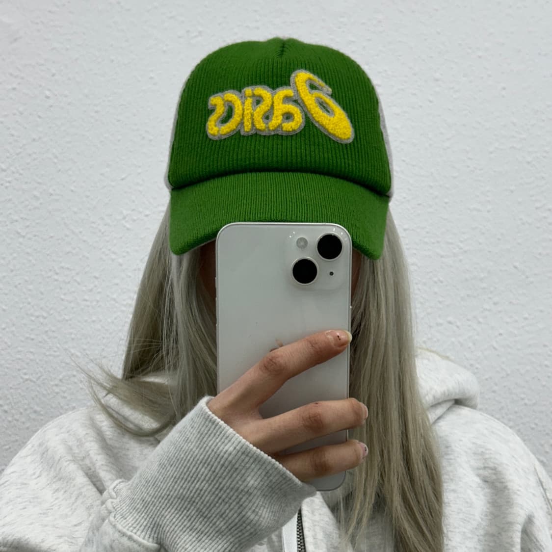 아식스 90's 옐로우로고 그린 니트 코튼캡 상품이미지1