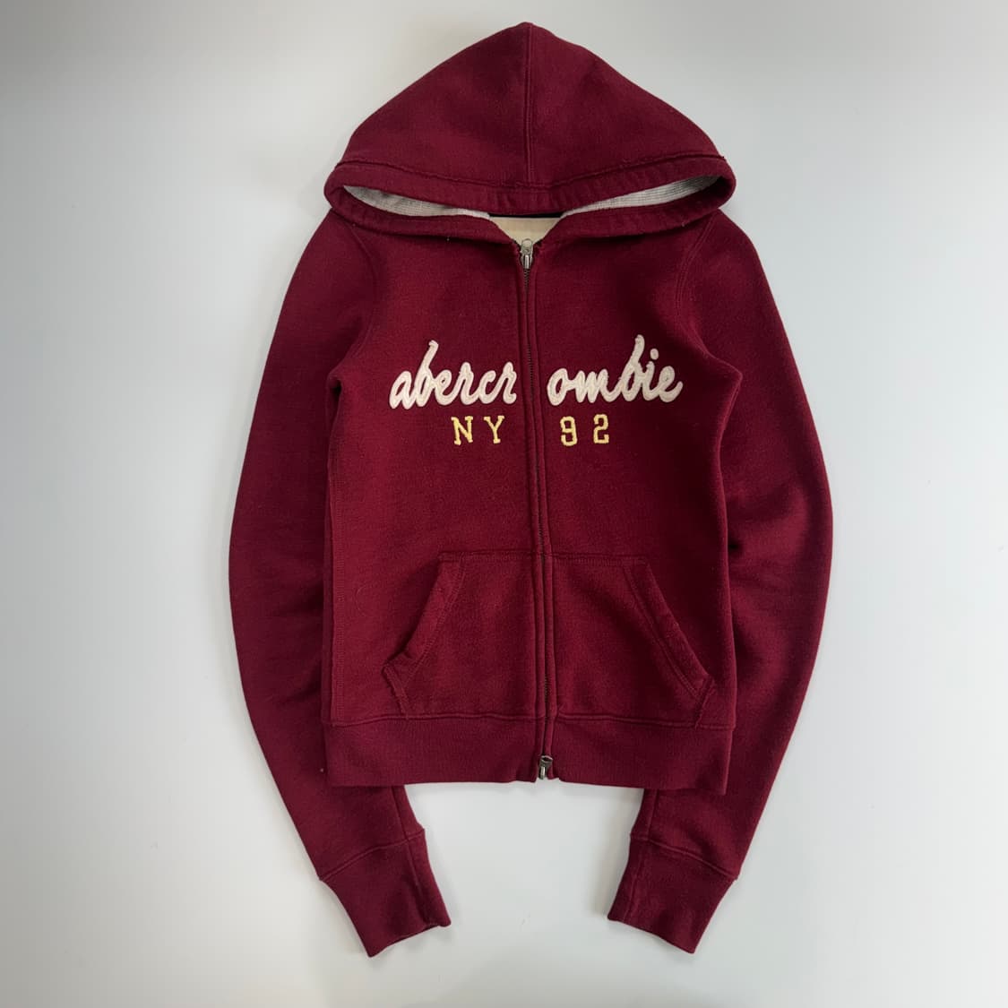 Abercrombie 아베크롬비 레터링 로고 버건디 후드집업 상품이미지3