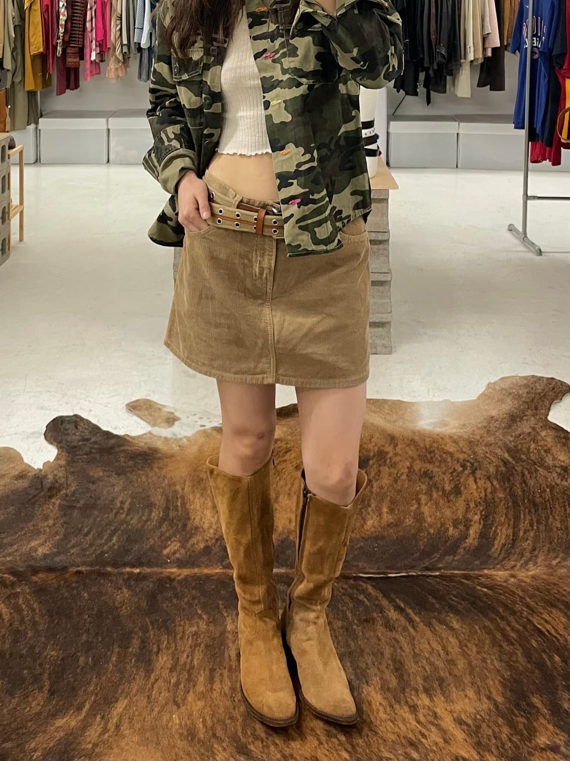 LEE x EARTH music & ecology corduroy skt 상품이미지1