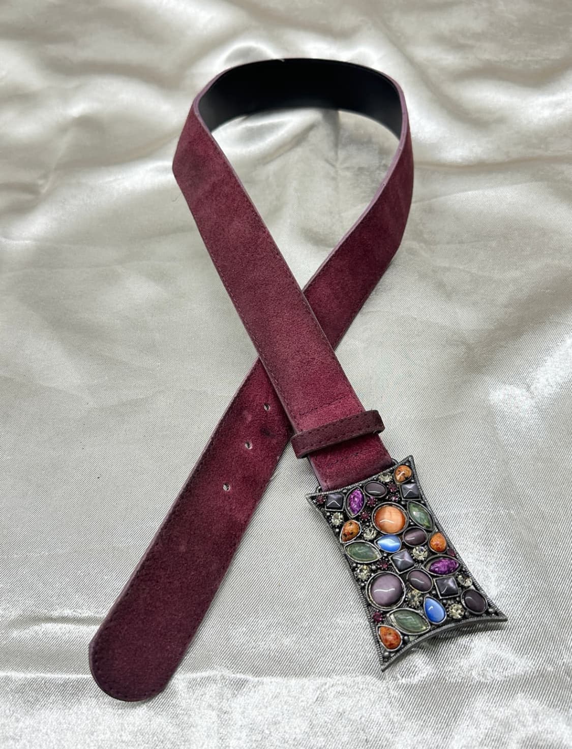 Raw Stone Suede Burgundy Belt 상품이미지4
