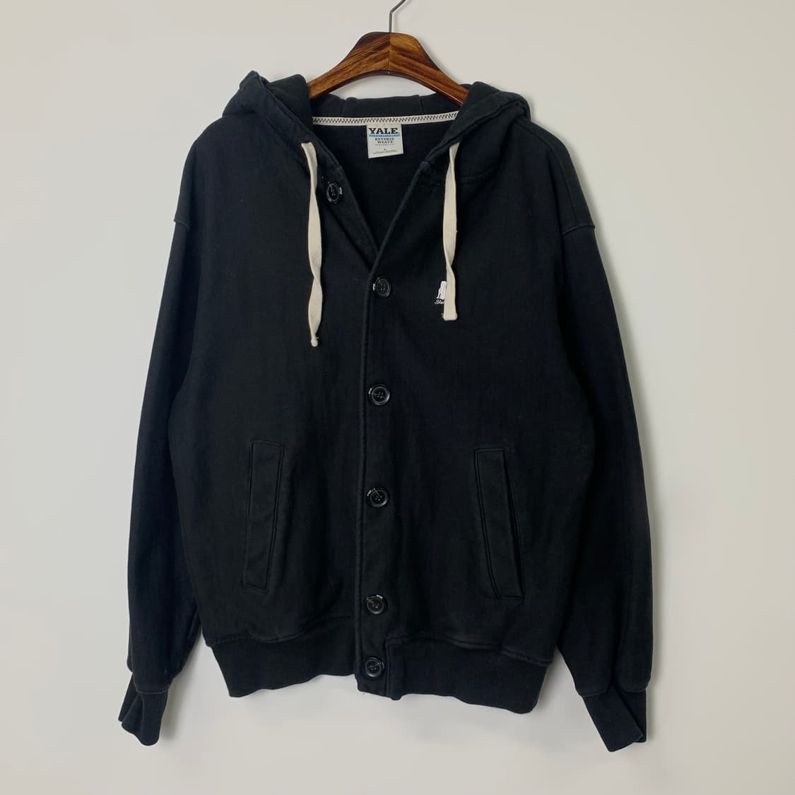 예일 블랙 버튼 후드집업 상품이미지2