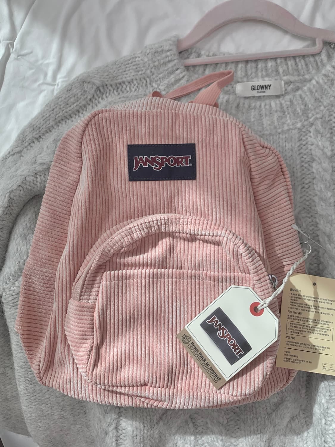 새상품 잔스포츠 하프 파인트 코듀로이 미스티 로즈 핑크 백팩 상품이미지2