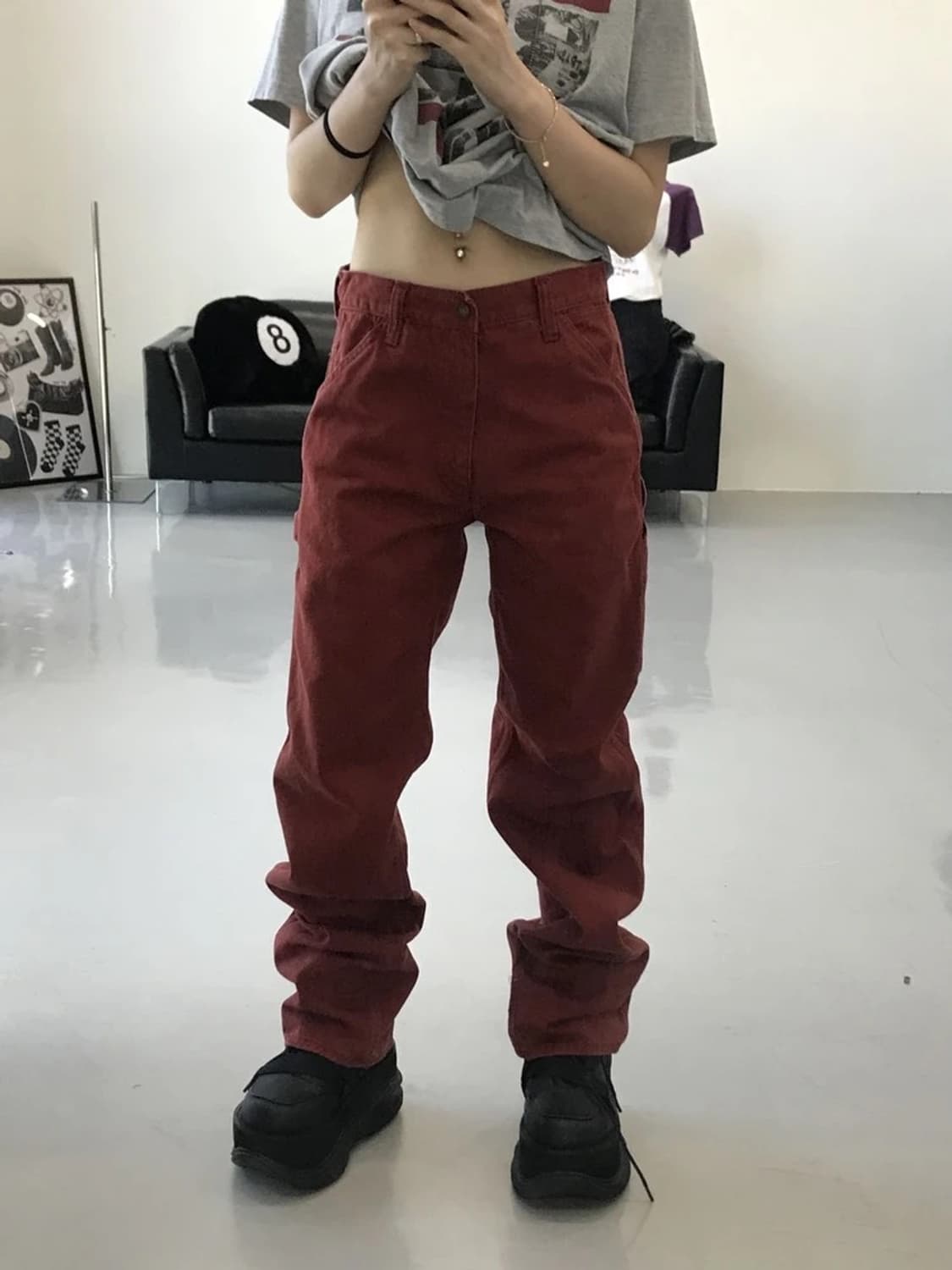 EDWIN 버건디 코튼 팬츠 상품이미지2