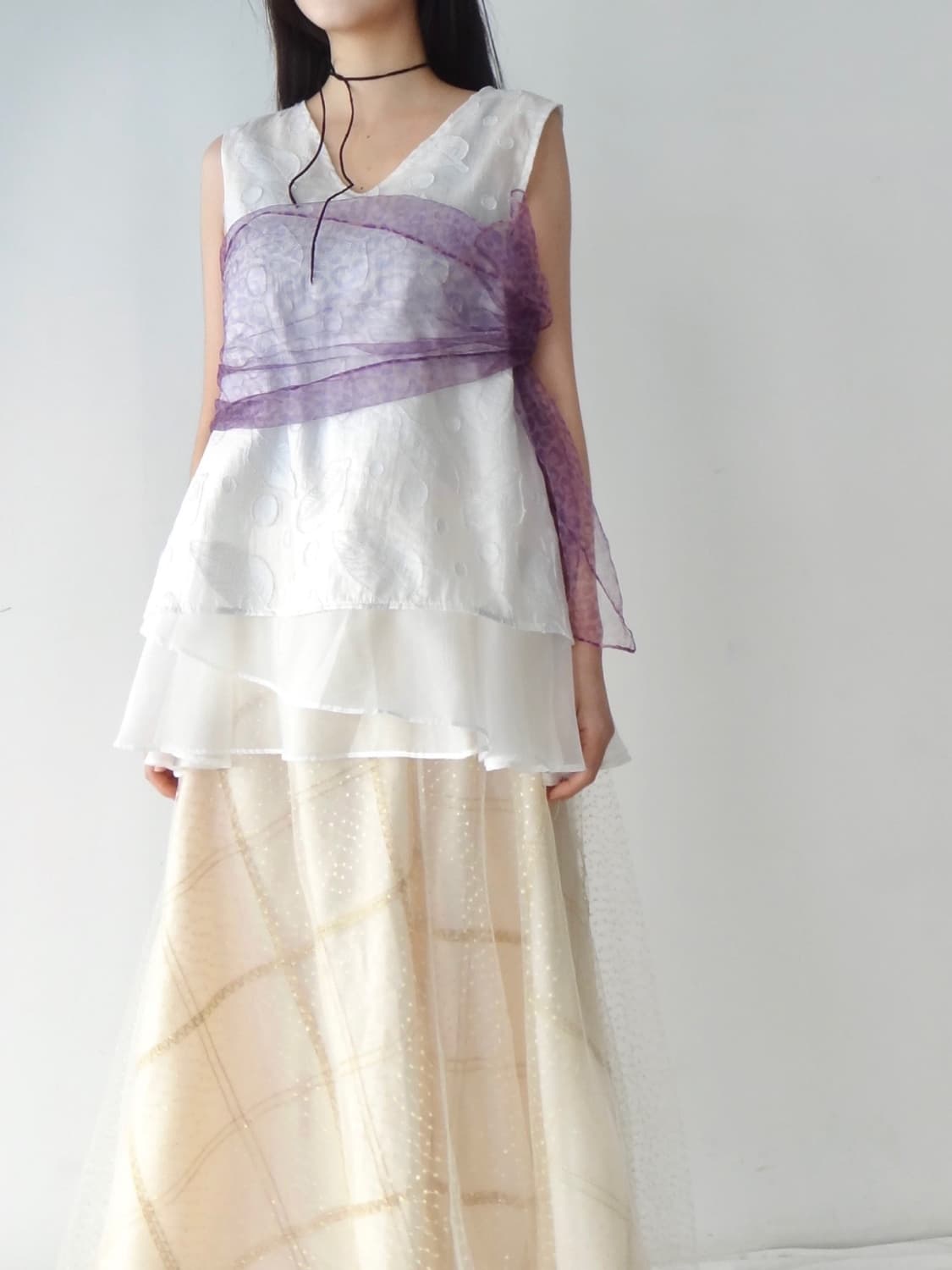 Leaf embroidery sleeveless blouse 상품이미지6