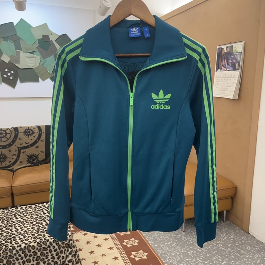 아디다스 레트로 Y2K 대장급 네온민트 져지 집업 100 C09140 상품이미지3