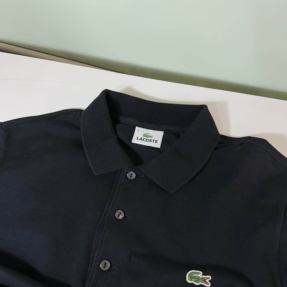 4 95 M 라코스테 블랙 기본로고 PK 반팔카라티 상품이미지2