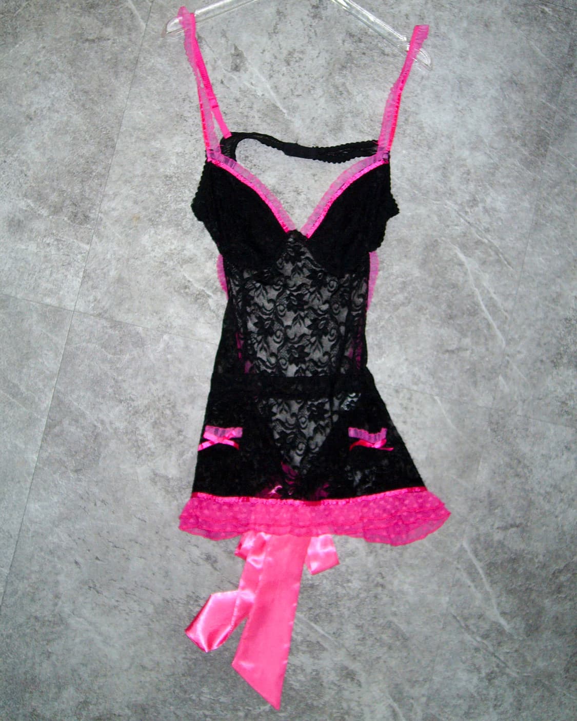 Black Pink Ribbon Slip Dress 상품이미지1