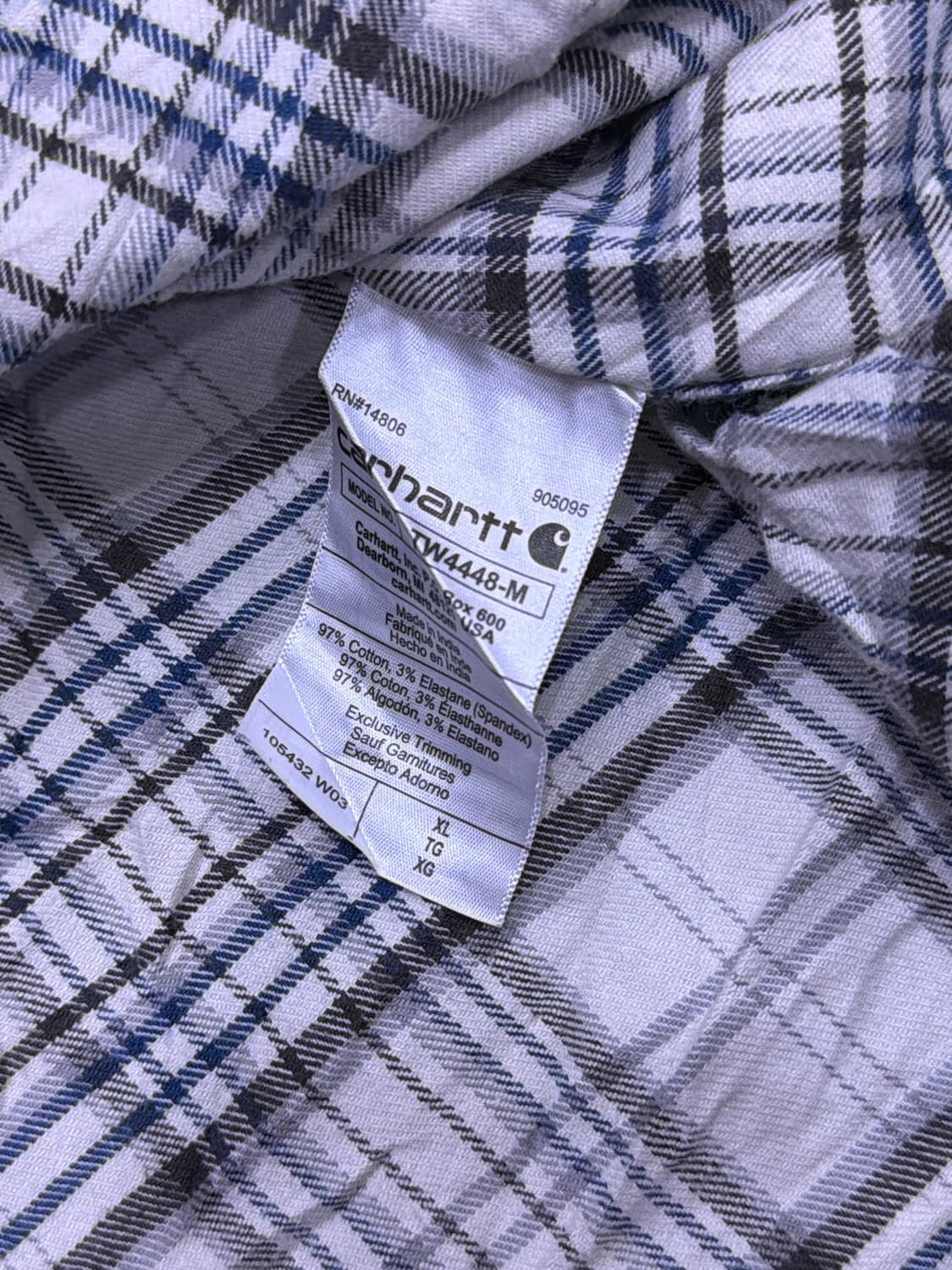 칼하트 러기드 플렉스 릴렉스핏 헤비코튼 포켓 체크셔츠 XL 상품이미지8